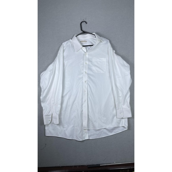 Roundtree & Yorke Gold Label Shirt Mens 17.5 34 Non Iron Dobby Dress Button Down - Picture 1 of 7